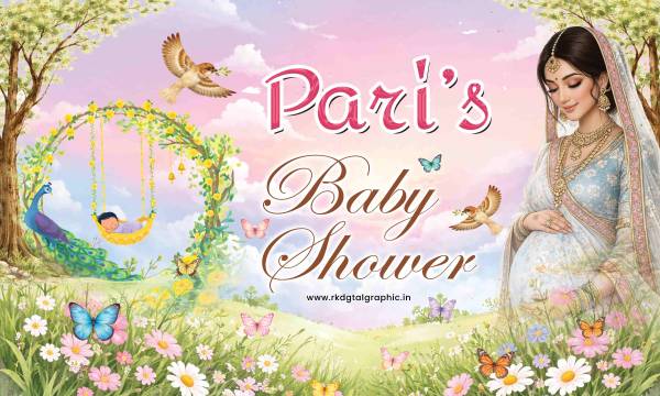 thumbnail Baby Shower Banner PSD 5x3 Feet Editable Print Ready Design